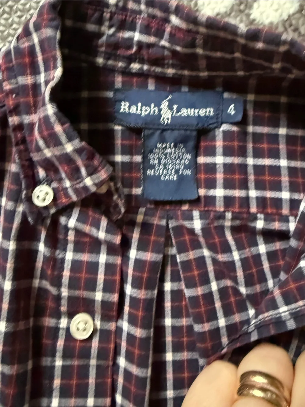 Ralph Lauren Boys Burgundy Plaid Button-Down Shirt - Size 4
